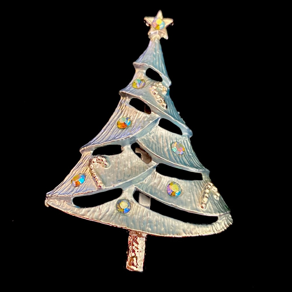 1960’s Bj Beatrix Jewelry Christmas Tree Brooch Pin Gem